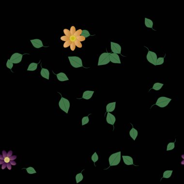 soyut çiçekler ve yapraklar, çiçekler duvar kağıtları, vektör illüstrasyonu