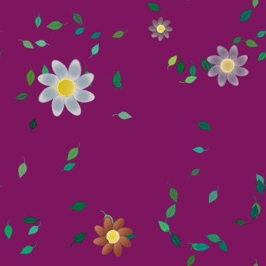 soyut çiçekler ve yapraklar, çiçekler duvar kağıtları, vektör illüstrasyonu