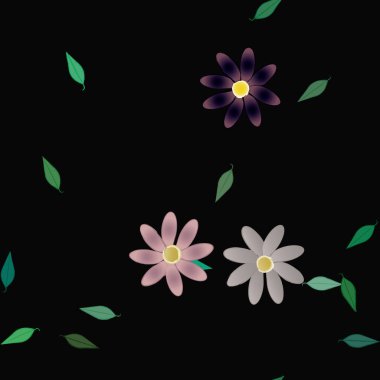 soyut çiçekler ve yapraklar, çiçekler duvar kağıtları, vektör illüstrasyonu