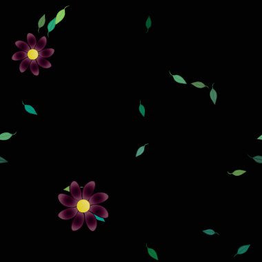 soyut çiçekler ve yapraklar, çiçekler duvar kağıtları, vektör illüstrasyonu