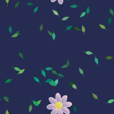 Çiçeklerin çiçek ve yapraklarla gösterimi, düz arkaplanda dijital duvar kağıdı