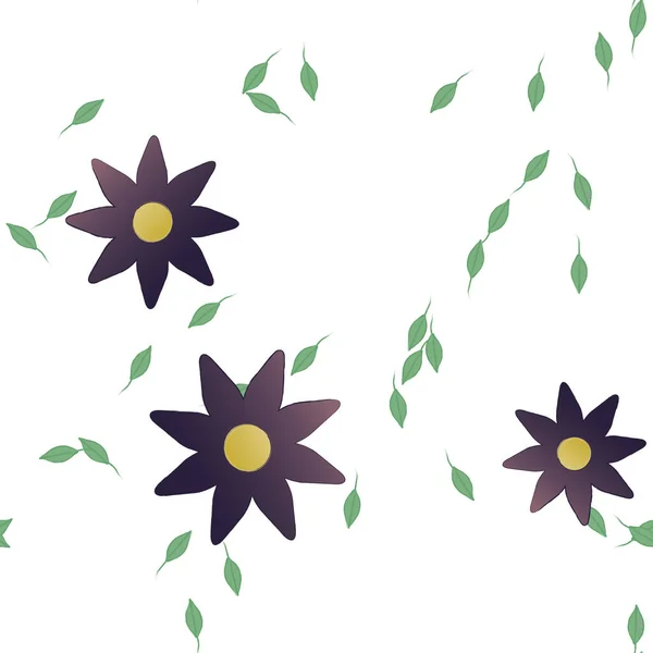 Vektor Illusztrációja Úszó Virágok Virág Levelek Digitális Tapéta Egyszerű Háttér — Stock Vector