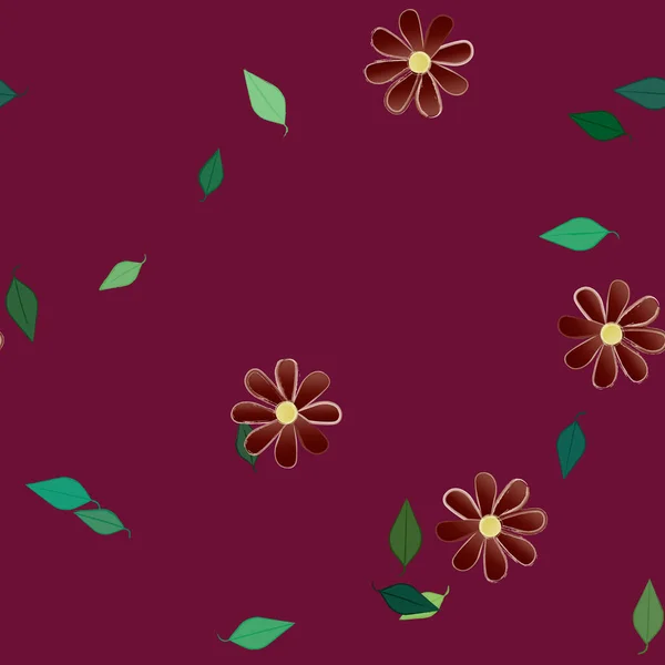 花や葉に浮かぶ花のベクトルイラスト プレーンな背景のデジタル壁紙 — ストックベクタ