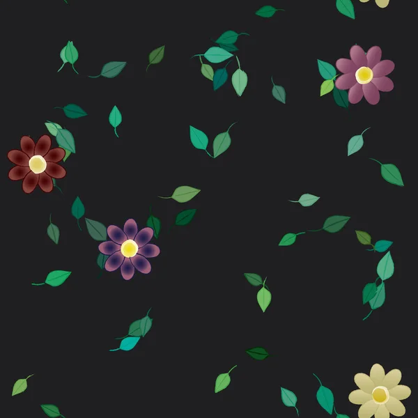 Vektor Illustration Von Schwimmenden Blumen Blüte Und Blättern Digitale Hintergrundbilder — Stockvektor