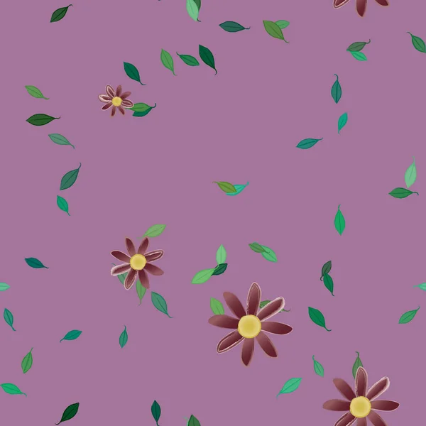 Ilustração Vetorial Flores Flor Folhas Papel Parede Digital Sobre Fundo — Vetor de Stock