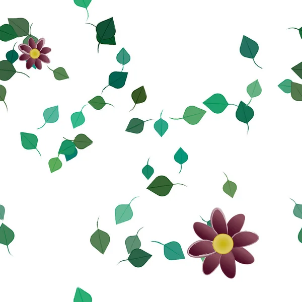 Ilustração Vetorial Flores Flor Folhas Papel Parede Digital Sobre Fundo — Vetor de Stock