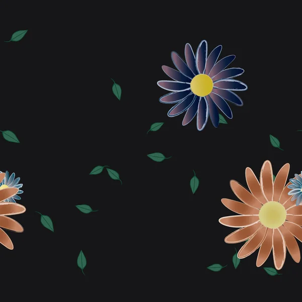 Vektorillustration Von Blumen Und Blättern Digitale Hintergrundbilder Auf Schlichtem Hintergrund — Stockvektor