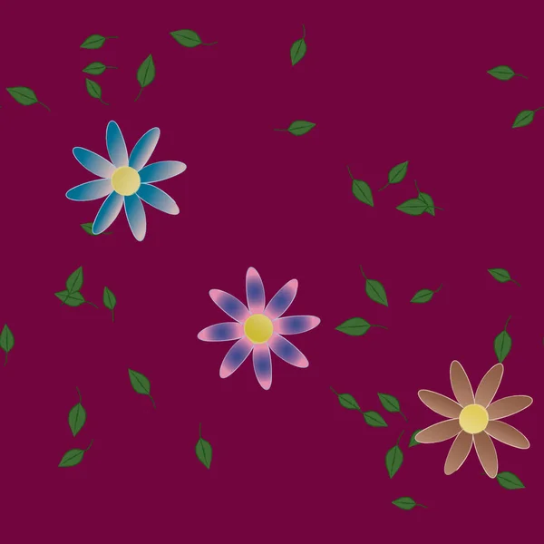 Illustration Vectorielle Fleurs Feuilles Papier Peint Numérique Sur Fond Uni — Image vectorielle