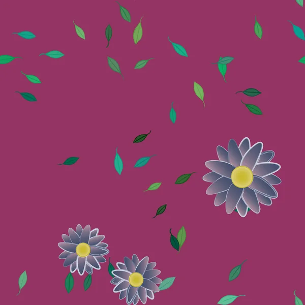 Vector Illustratie Van Bloemen Bladeren Digitaal Behang Effen Achtergrond — Stockvector