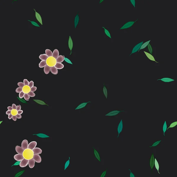 Ilustración Vectorial Flores Hojas Fondo Pantalla Digital Sobre Fondo Liso — Archivo Imágenes Vectoriales