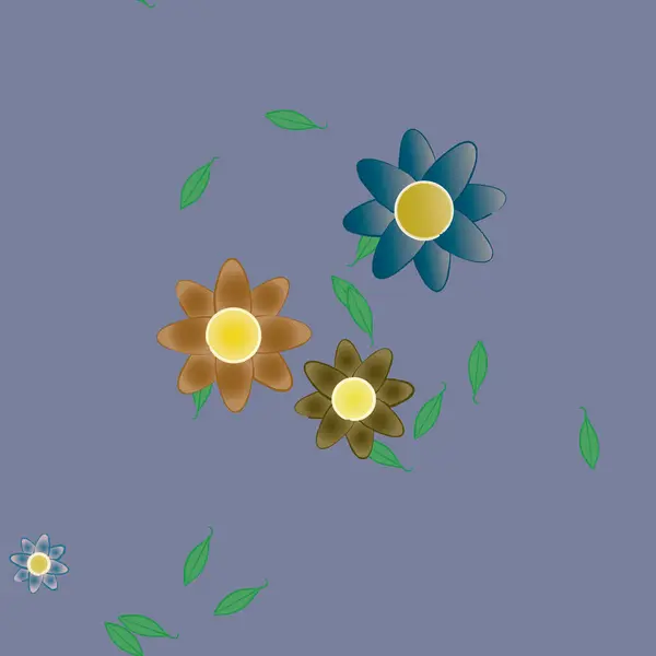 Çiçek Yaprakların Vektör Illüstrasyonu Düz Arkaplanda Dijital Duvar Kağıdı — Stok Vektör