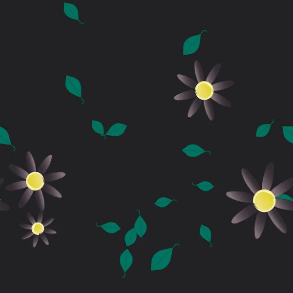 Vector Illustratie Van Bloemen Bloei Bladeren Digitaal Behang Effen Achtergrond — Stockvector