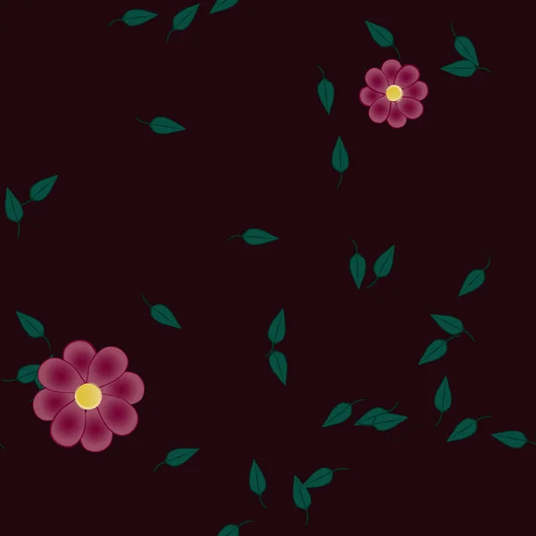 Ilustración Vectorial Flores Flotantes Flor Hojas Fondo Pantalla Digital Sobre — Vector de stock