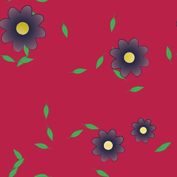 Ilustração Vetorial Flores Folhas Papel Parede Digital Sobre Fundo Liso — Vetor de Stock