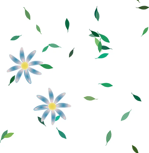 Vektor Illusztráció Virágok Virágos Levelek Digitális Tapéta Egyszerű Háttér — Stock Vector