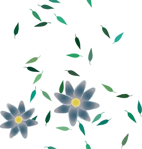 Vektorillustrasjon Flytende Blomster Blomst Blader Digitalt Tapeter Ren Bakgrunn – stockvektor