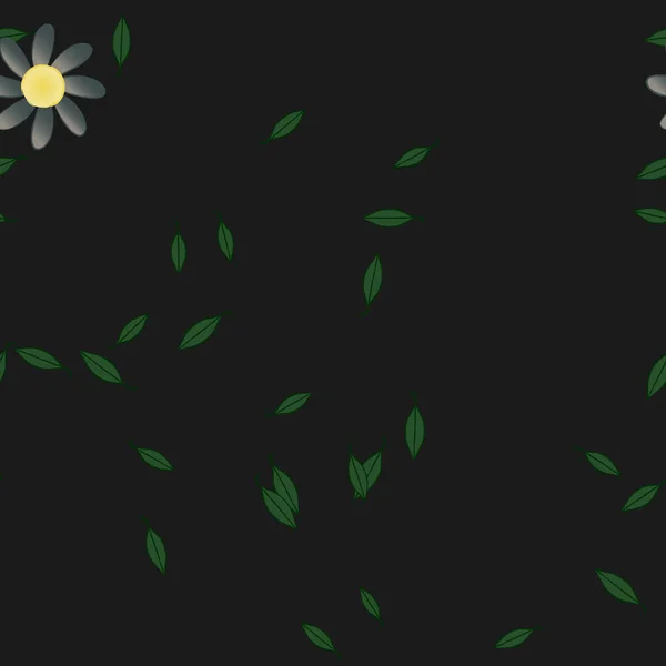 平面背景的数字壁纸 花朵和树叶的矢量图解 — 图库矢量图片