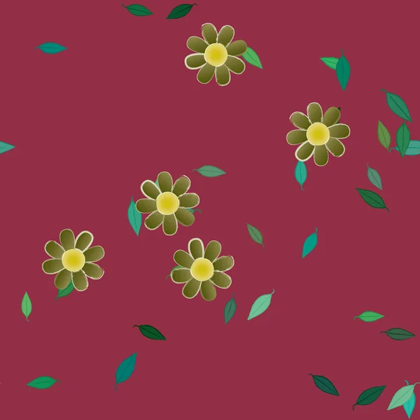 Vektor Illustration Flytande Blommor Blom Och Blad Digital Tapet Slät — Stock vektor