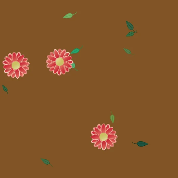 Ilustração Vetorial Flores Folhas Papel Parede Digital Sobre Fundo Liso — Vetor de Stock