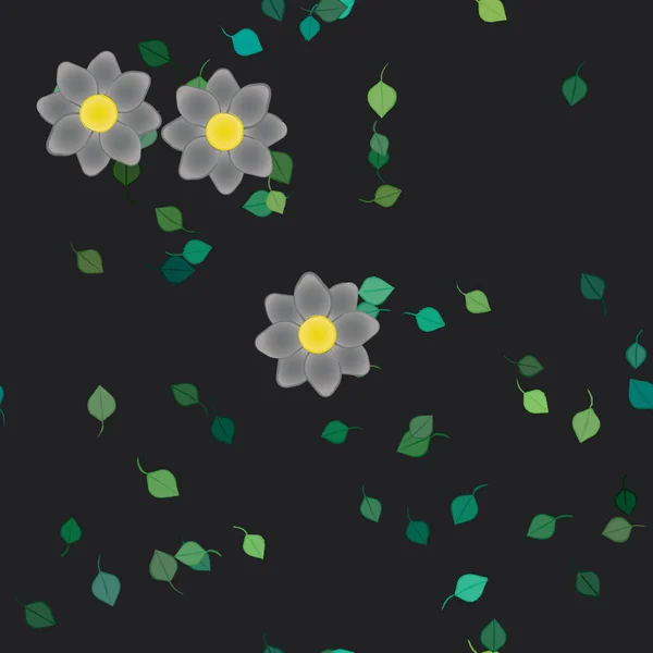 Векторна Ілюстрація Квітів Цвітіння Листі Цифрові Шпалери Звичайному Фоні — стоковий вектор
