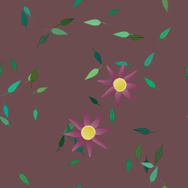 Illustration Vectorielle Fleurs Feuilles Papier Peint Numérique Sur Fond Uni — Image vectorielle