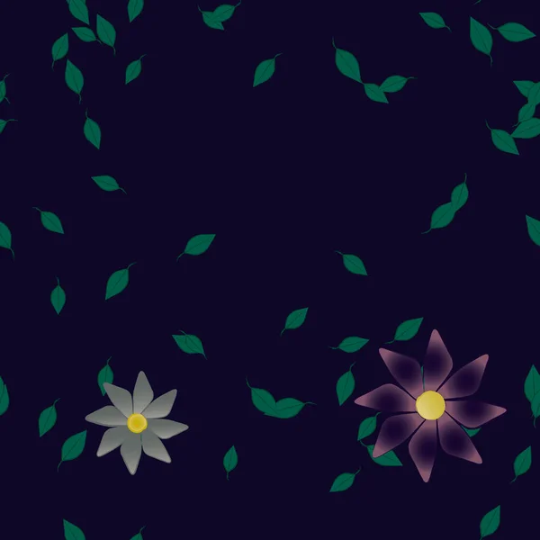 Vektor Illustration Blommor Och Blad Digital Tapet Slät Bakgrund — Stock vektor