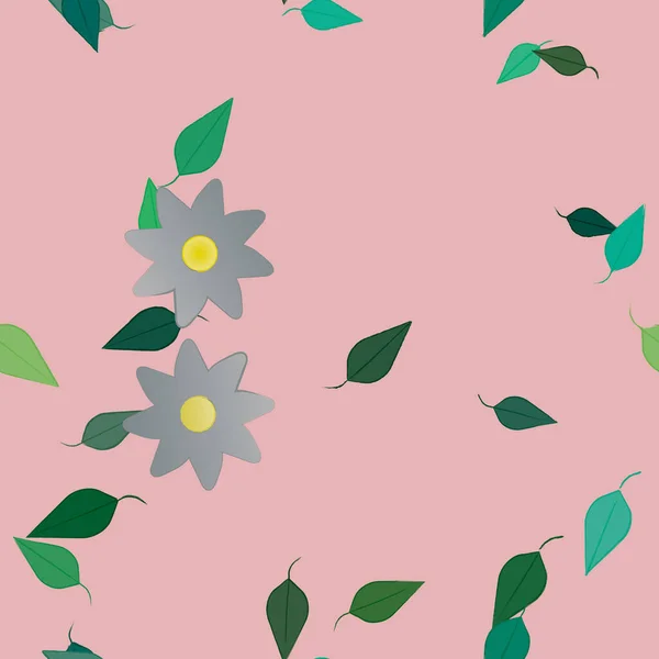 花与叶的矢量图解 普通背景的数字壁纸 — 图库矢量图片