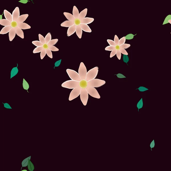 Ilustración Vectorial Flores Hojas Fondo Pantalla Digital Sobre Fondo Liso — Archivo Imágenes Vectoriales