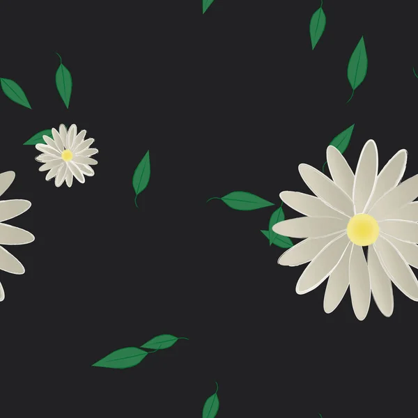 Vektorillustration Von Blumen Und Blättern Digitale Hintergrundbilder Auf Schlichtem Hintergrund — Stockvektor