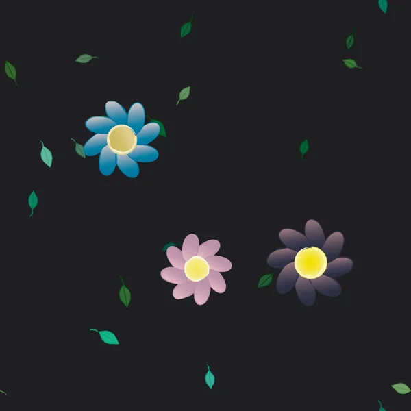 Vektor Illustration Blommor Och Blad Digital Tapet Slät Bakgrund — Stock vektor