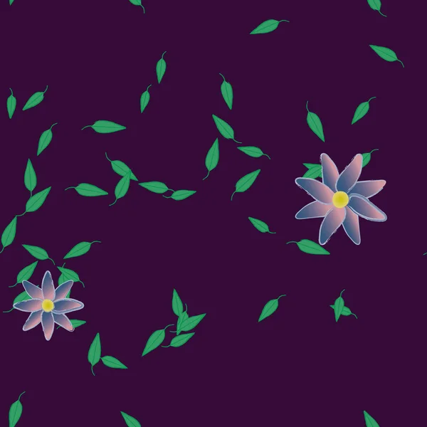 Ilustración Vectorial Flores Hojas Fondo Pantalla Digital Sobre Fondo Liso — Archivo Imágenes Vectoriales