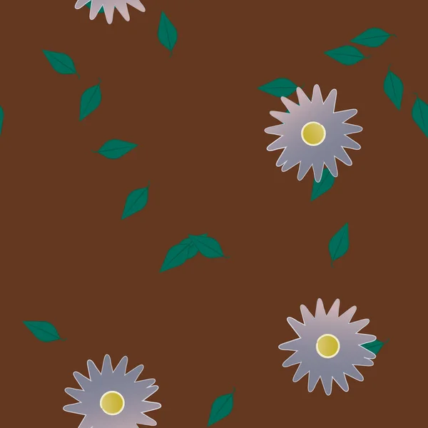 Ilustración Vectorial Flores Flotantes Flor Hojas Fondo Pantalla Digital Sobre — Vector de stock