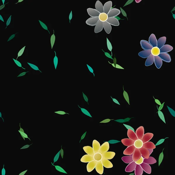 Ilustración Vectorial Flores Hojas Fondo Pantalla Digital Sobre Fondo Liso — Archivo Imágenes Vectoriales