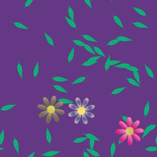 Illustration Vectorielle Fleurs Feuilles Papier Peint Numérique Sur Fond Uni — Image vectorielle