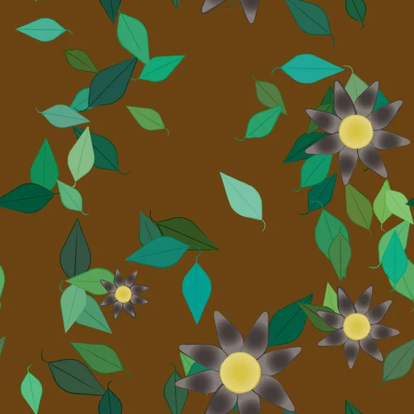 Ilustração Vetorial Flores Flor Folhas Papel Parede Digital Sobre Fundo — Vetor de Stock