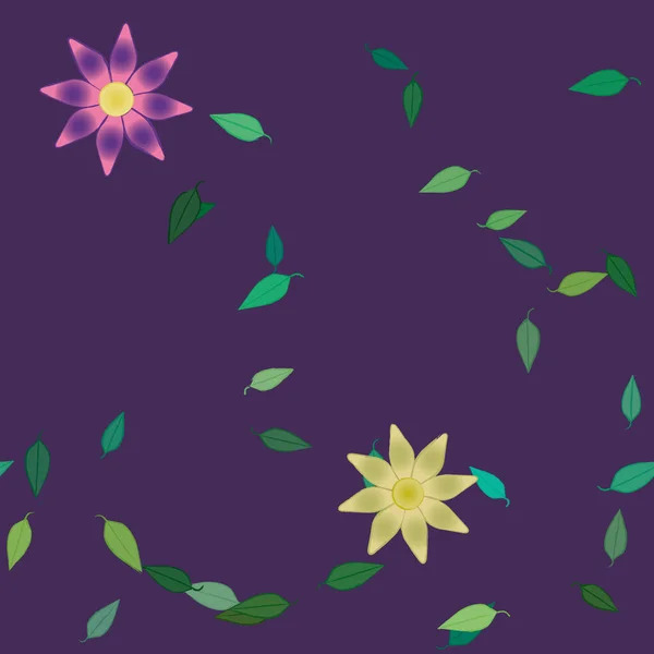 ภาพเวกเตอร ของดอกไม และใบไม วอลล เปเปอร ตอลบนพ นหล งธรรมดา — ภาพเวกเตอร์สต็อก