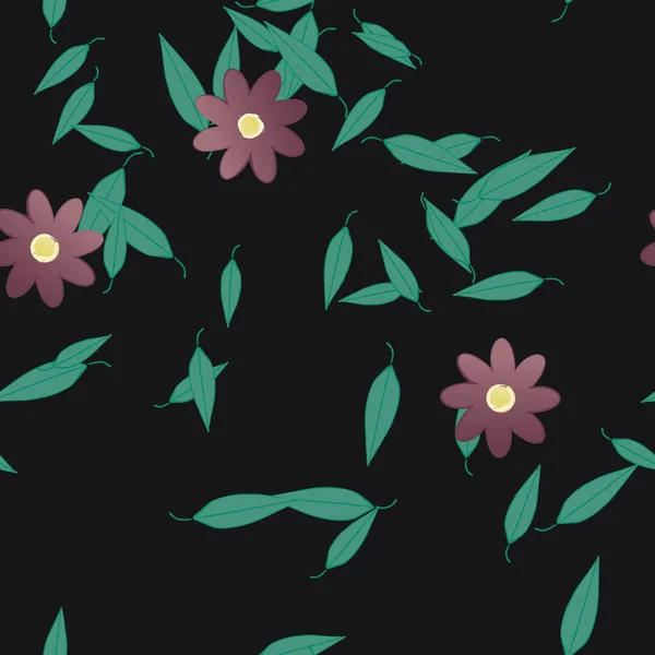 Vector Illustration Flowers Leaves Digital Wallpaper Plain Background — Stock Vector