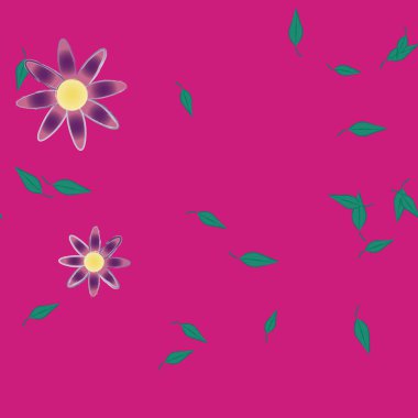 Çiçeklerin çiçek ve yapraklarla gösterimi, düz arkaplanda dijital duvar kağıdı