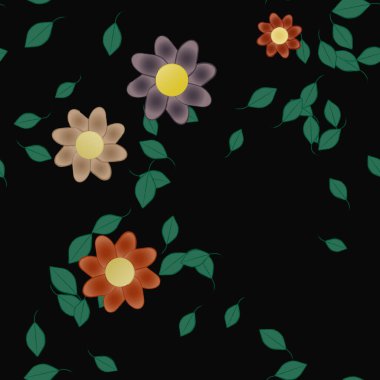 soyut çiçekler ve yapraklar, çiçekler duvar kağıtları, vektör illüstrasyonu