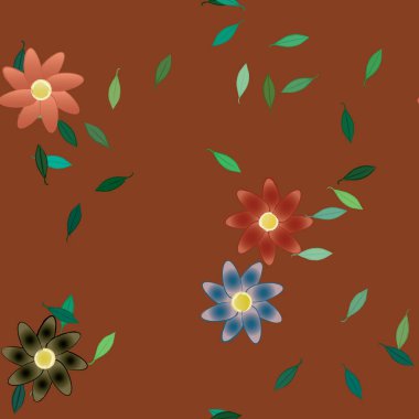 soyut çiçekler ve yapraklar, çiçekler duvar kağıtları, vektör illüstrasyonu