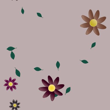 soyut çiçekler ve yapraklar, çiçekler duvar kağıtları, vektör illüstrasyonu