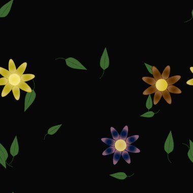 soyut çiçekler ve yapraklar, çiçekler duvar kağıtları, vektör illüstrasyonu