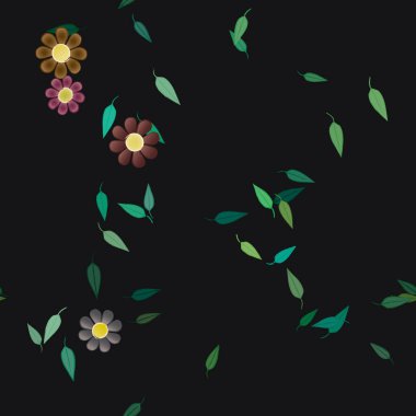 soyut çiçekler ve yapraklar, çiçekler duvar kağıtları, vektör illüstrasyonu