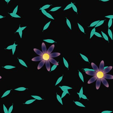 soyut çiçekler ve yapraklar, çiçekler duvar kağıtları, vektör illüstrasyonu