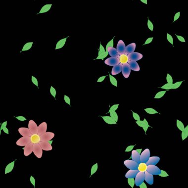 soyut çiçekler ve yapraklar, çiçekler duvar kağıtları, vektör illüstrasyonu