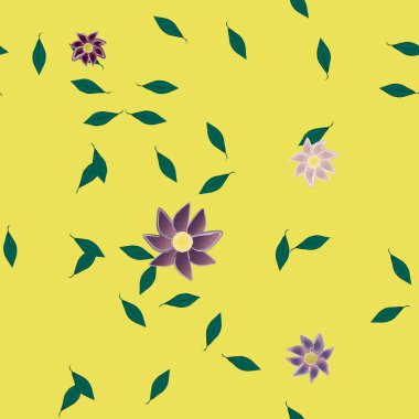 soyut çiçekler ve yapraklar, çiçekler duvar kağıtları, vektör illüstrasyonu