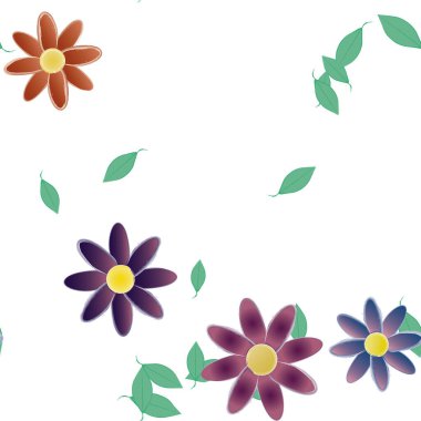 soyut çiçekler ve yapraklar, çiçekler duvar kağıtları, vektör illüstrasyonu