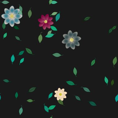 soyut çiçekler ve yapraklar, çiçekler duvar kağıtları, vektör illüstrasyonu