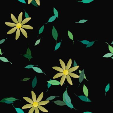 soyut çiçekler ve yapraklar, çiçekler duvar kağıtları, vektör illüstrasyonu