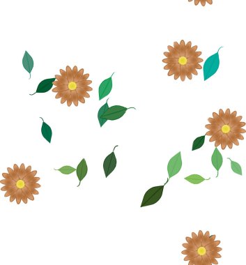 soyut çiçekler ve yapraklar, çiçekler duvar kağıtları, vektör illüstrasyonu